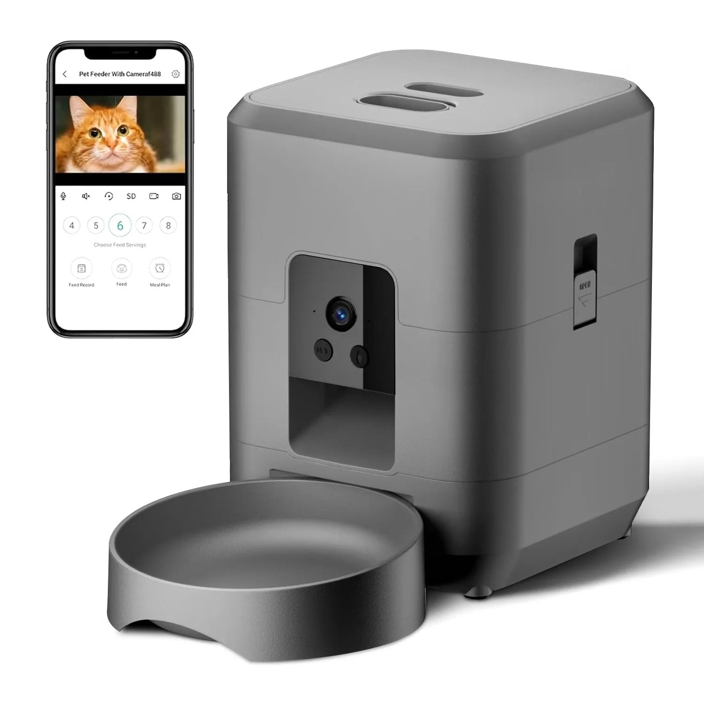 WiFi Smart Automatic Pet Feeder with Camera – 2L Auto Cat & Dog Food Dispenser with Timer